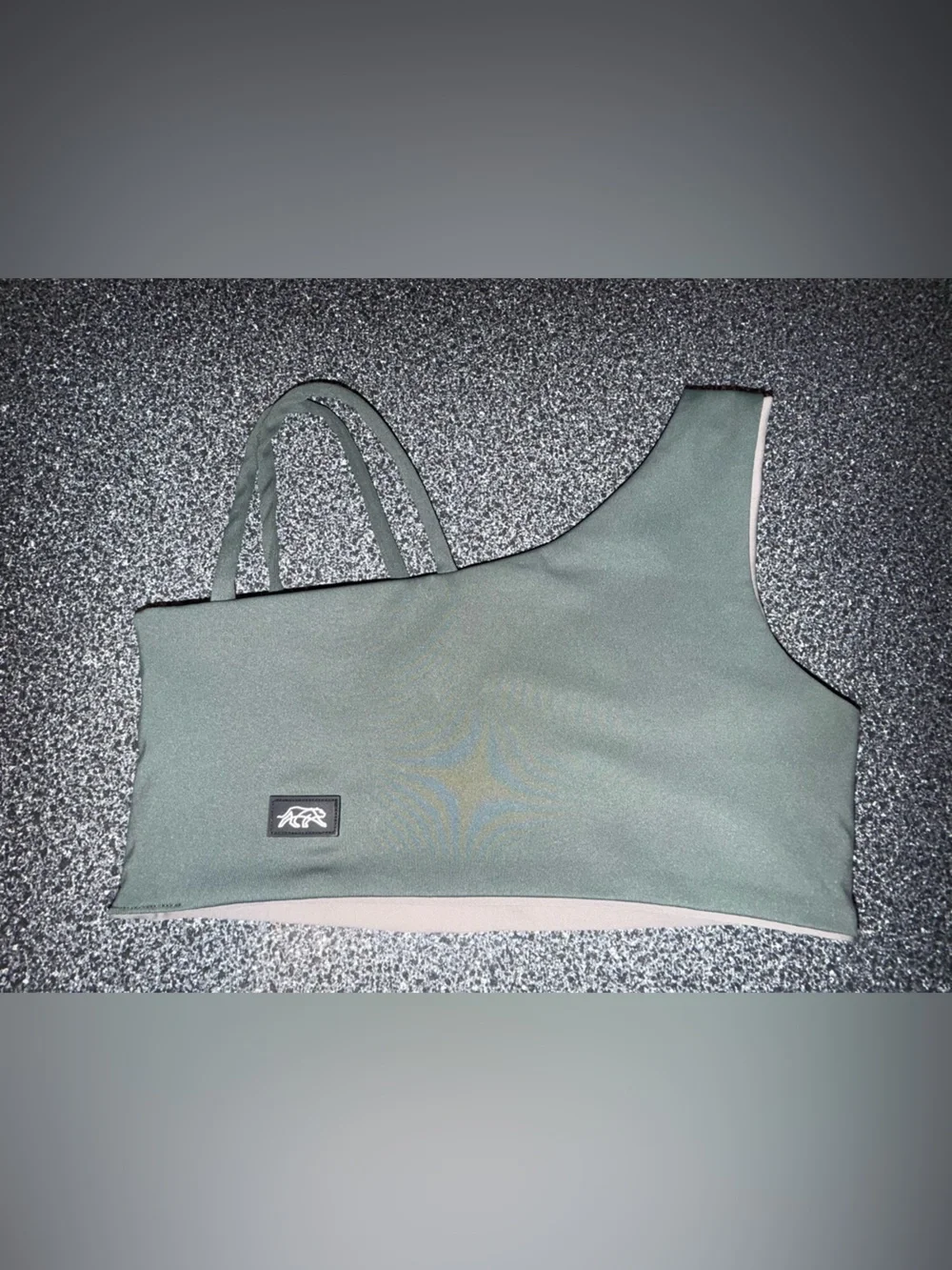 Tiger Friday Tan/Olive‎ Green Dance Bra, Reversible Size Child Medium